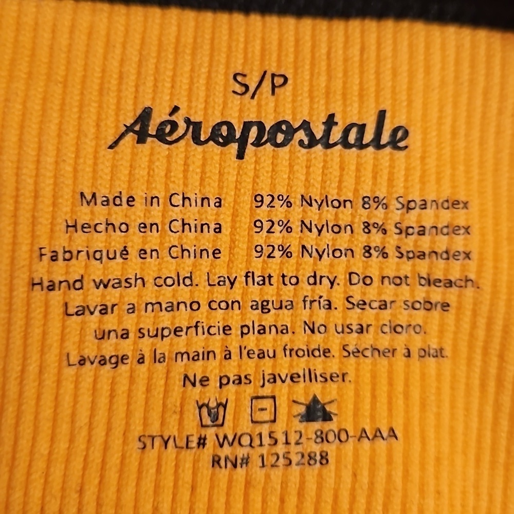 Aeropostale Ribbed Racerback Lightly Padded Sports Bra, Sana Orange, S - Picture 3 of 4